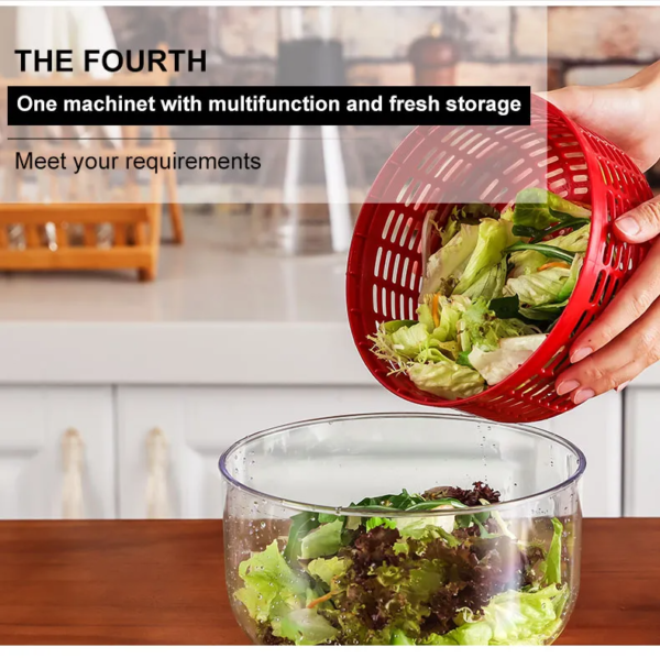 Kitchen Gargets Plastic Vegetable Washer Spinner with Clear Serving Bowl - Image 5