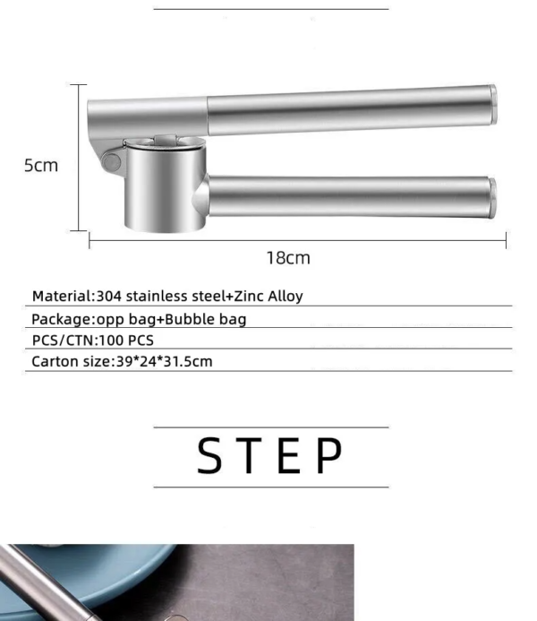Best Quality Stainless Steel Manual Kitchen Gadgets Garlic Press Crusher - Image 7