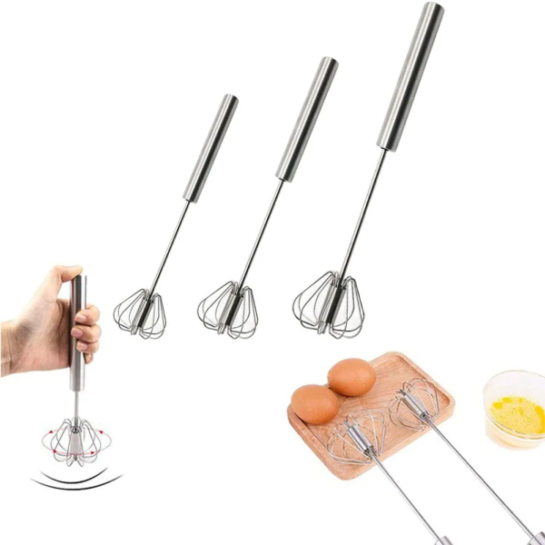 Stainless Steel Rotary Semi-Automatic Hand-Held Whisk Dough Mixer for Home Baking - Image 7