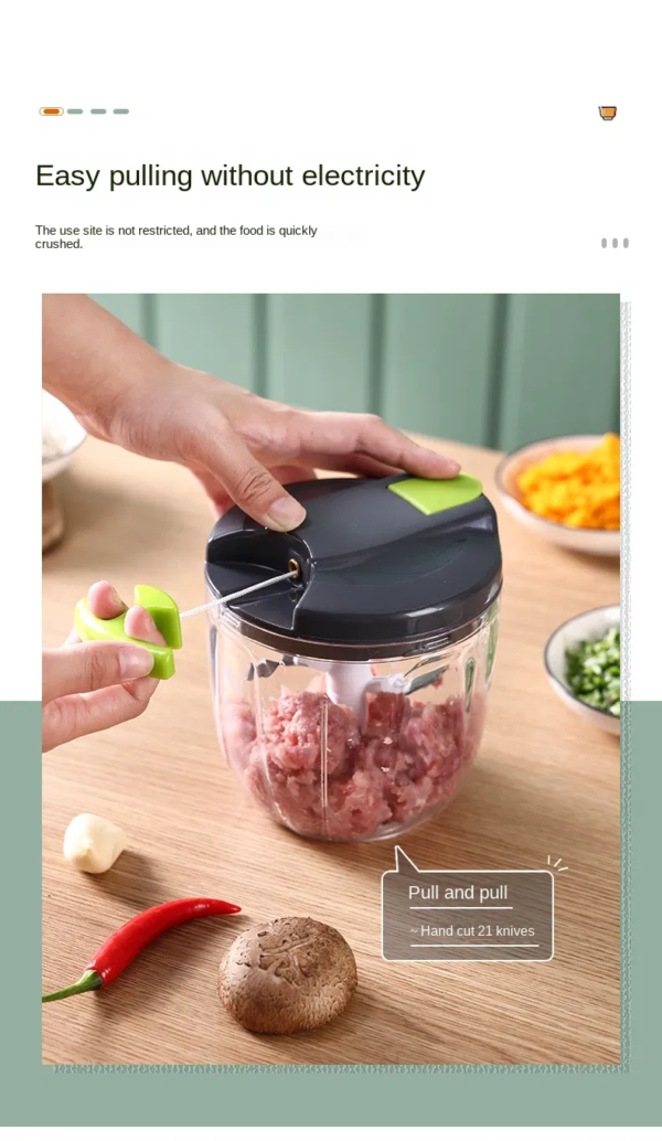Kitchen Gargets Manual Meat Grinder Hand-Pull Vegetable Cutter Garlic Press - Image 4
