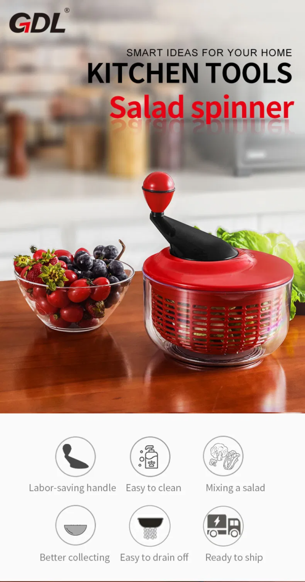 Kitchen Gargets Plastic Vegetable Washer Spinner with Clear Serving Bowl