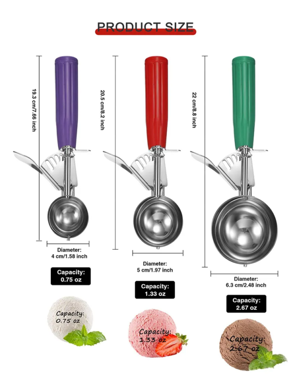 Kitchen Gadgets Fruits Ball Scoop Stainless Steel Ice Cream Scoop - Image 3