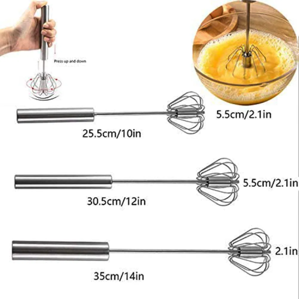 Stainless Steel Rotary Semi-Automatic Hand-Held Whisk Dough Mixer for Home Baking - Image 6