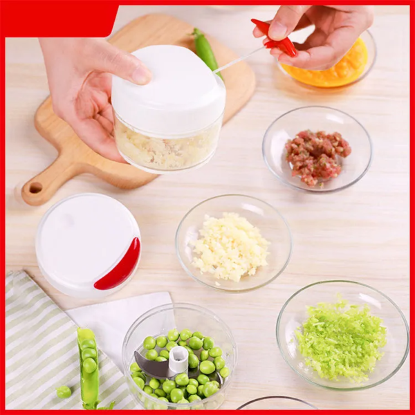 Kitchen Gadgets Manual Food Chopper Hand-Powered Vegetable Pull Chopper