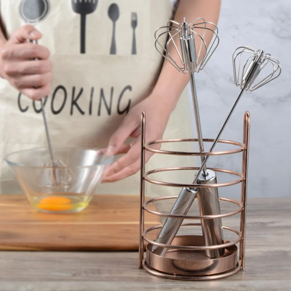 Stainless Steel Rotary Semi-Automatic Hand-Held Whisk Dough Mixer for Home Baking - Image 5