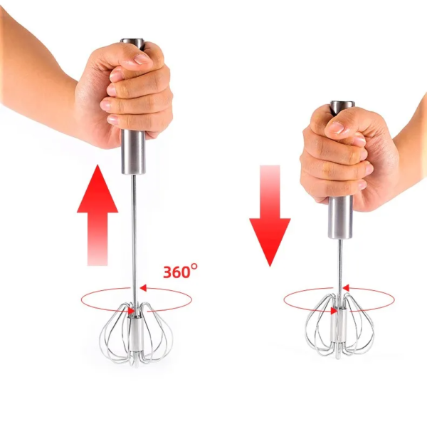 Stainless Steel Rotary Semi-Automatic Hand-Held Whisk Dough Mixer for Home Baking - Image 2