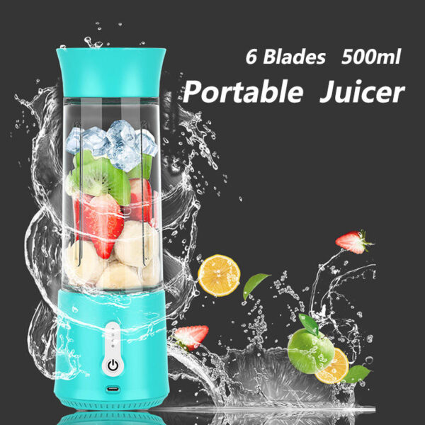 500ml BPA Free Personal Mini Portable USB Rechargeable Travel Smoothie Juicer Blender Hand Mixer Blender Portable Mini Blender - Image 2