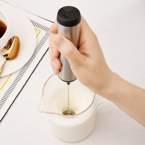 Type-C Rechargeable Electric Milk Frother Whisk Coffee Milk Frother with Stand - Image 4