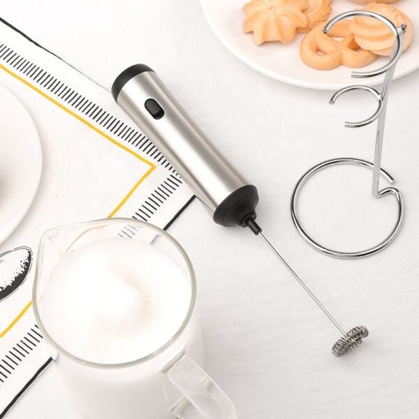 Type-C Rechargeable Electric Milk Frother Whisk Coffee Milk Frother with Stand - Image 3