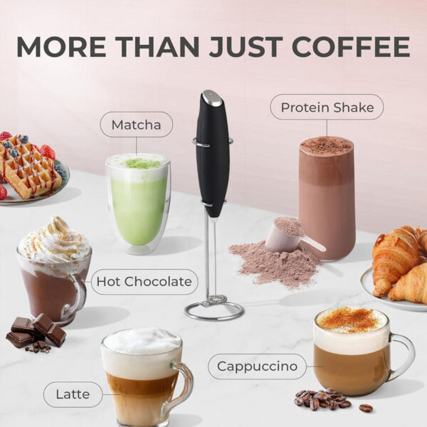 Manual Matcha Coffee Foam Maker With Stand Automatic Milk Frother Wand Whisk Drink Mixer Stirrers Electric Milk Frother Handheld - Image 3