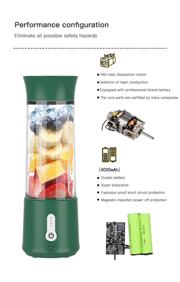 500ml BPA Free Personal Mini Portable USB Rechargeable Travel Smoothie Juicer Blender Hand Mixer Blender Portable Mini Blender - Image 8