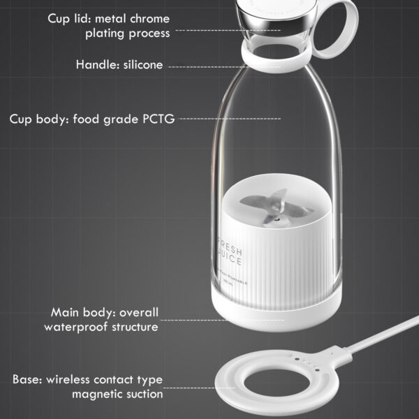 Portable Blender 350ML Bottle Fresh Blender Wireless Charging Electric Fresh Juicers Machine - Image 3