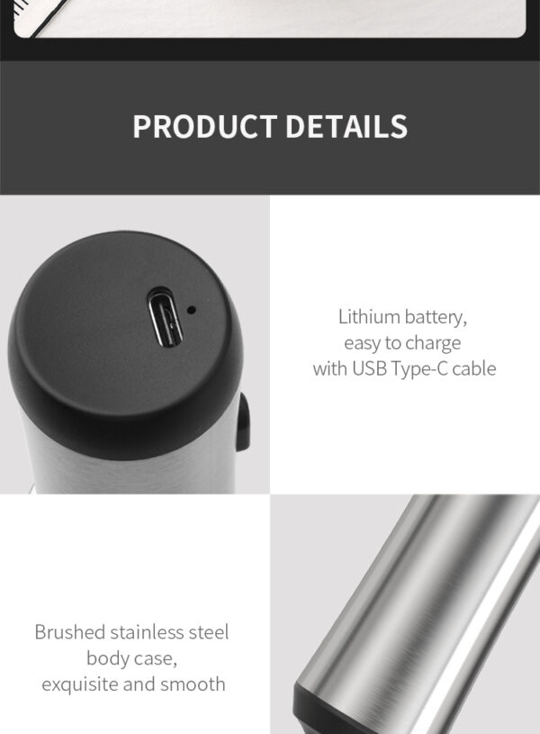 Type-C Rechargeable Electric Milk Frother Whisk Coffee Milk Frother with Stand - Image 10