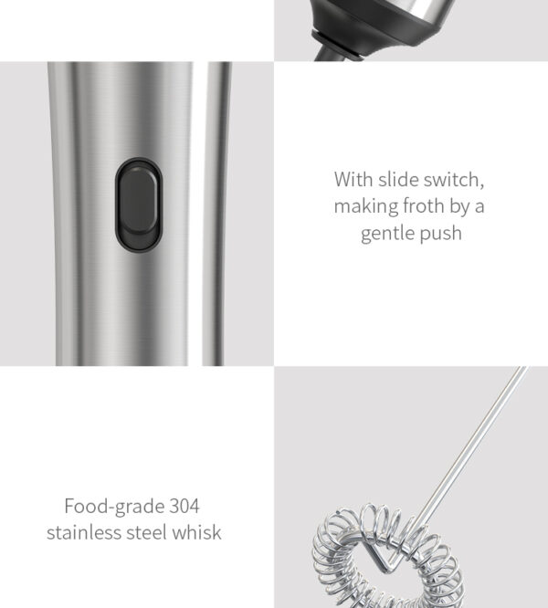 Type-C Rechargeable Electric Milk Frother Whisk Coffee Milk Frother with Stand - Image 9