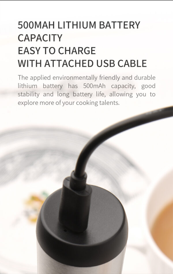 Type-C Rechargeable Electric Milk Frother Whisk Coffee Milk Frother with Stand - Image 7