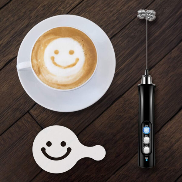 Milk Frother Handheld 3 Speeds Electric Milk Frother by USB Rechargeable with 3 Stainless Whisks - Image 7