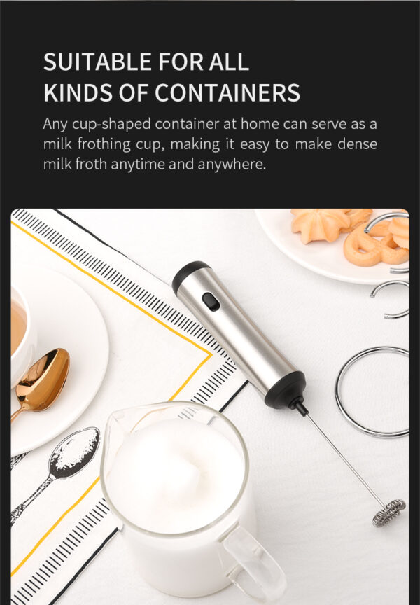 Type-C Rechargeable Electric Milk Frother Whisk Coffee Milk Frother with Stand - Image 6