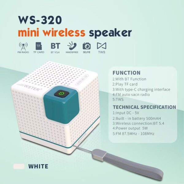 5W 500mAH Wireless Outdoor Portable Mini Cube BOX Shape Blue Tooth BT TF TWS Party Computer Speaker with FM Radio - Image 3