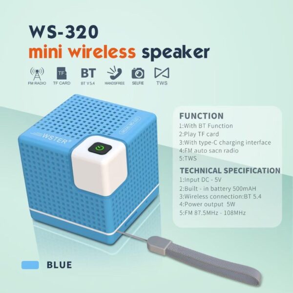 5W 500mAH Wireless Outdoor Portable Mini Cube BOX Shape Blue Tooth BT TF TWS Party Computer Speaker with FM Radio - Image 2