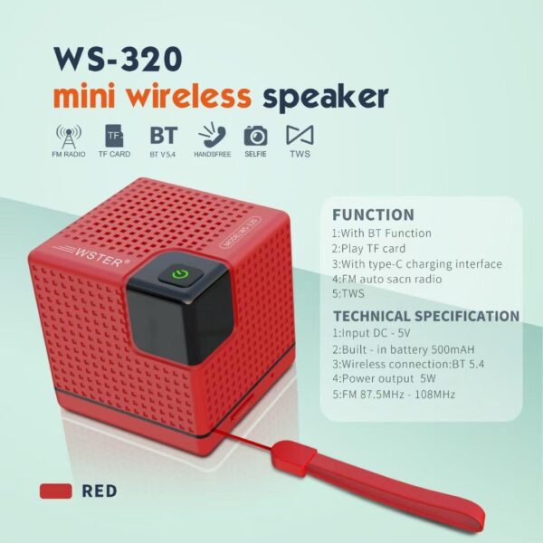 5W 500mAH Wireless Outdoor Portable Mini Cube BOX Shape Blue Tooth BT TF TWS Party Computer Speaker with FM Radio - Image 4