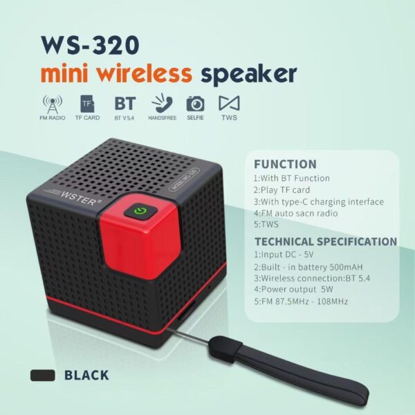 5W 500mAH Wireless Outdoor Portable Mini Cube BOX Shape Blue Tooth BT TF TWS Party Computer Speaker with FM Radio - Image 6